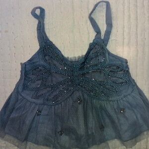Kids Blue Camisole with Beaded Design